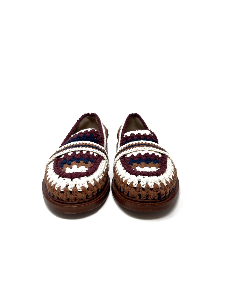 Chloe Brown Multi WB! 'Kayla' Crochet Knit Loafers