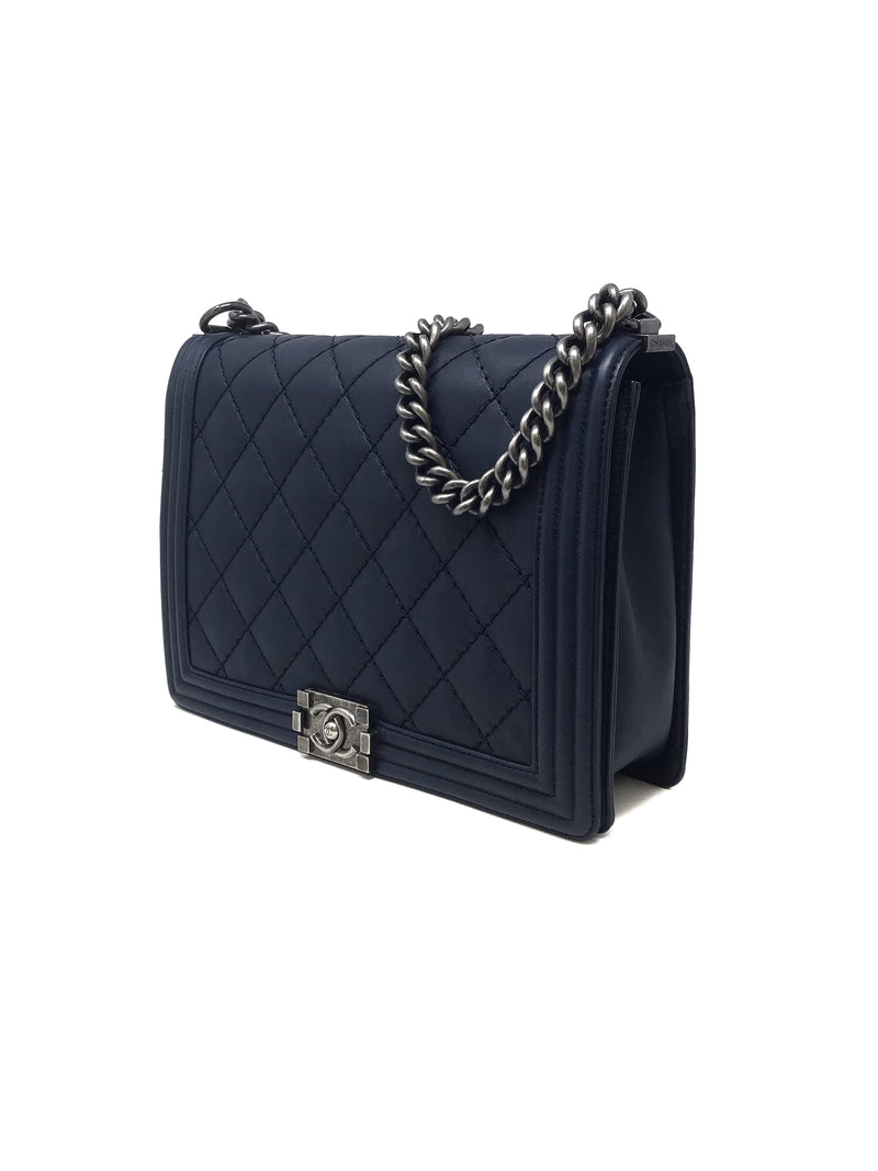 Chanel '14 XL Calfskin Diamond Stitch LG Quilted 'Boy Bag'
