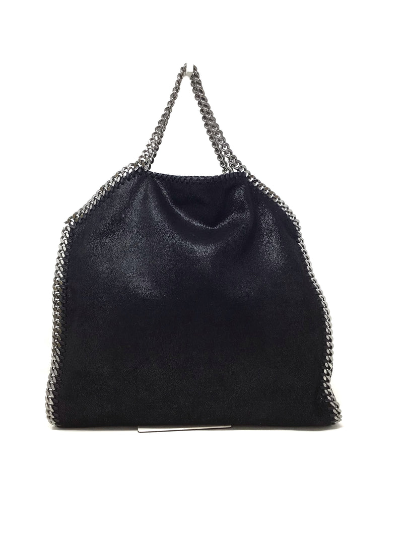 Stella McCartney Black/Silver 'Falabella' Chain Trim Foldover Tote