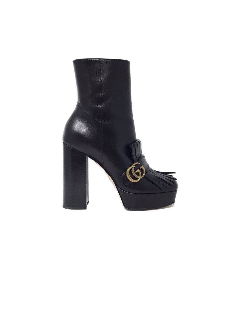 Gucci W Shoe Size 39.5 WB! 'Malaga Kid' GG Marmont Platform Bootie