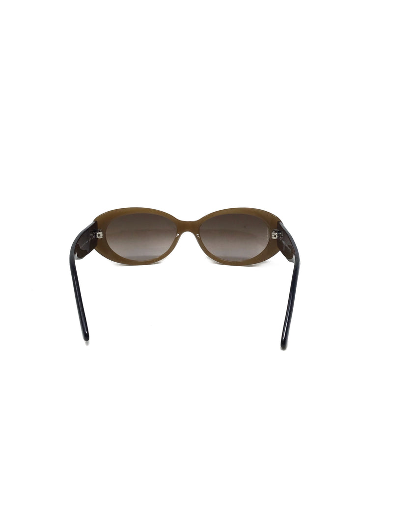 Chanel WB! Vintage Two-Tone Oval Frame Logo Sunglasses