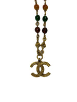 Chanel Vintage Ornate Gripoix Beads & CC Pendant Necklace