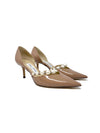 Jimmy Choo Size 38.5 'Aurelie' Patent Pointed Pearl Embellished Heel