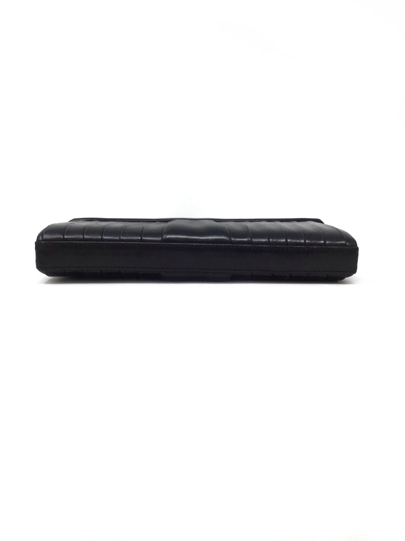 Christian Louboutin Black Pleated Leather Clutch (Missing Chain)