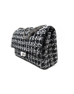 Chanel Black/White/Silver'19P Reissue 2.55 Tweed Resin 226 Double Flap Bag