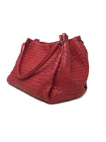 Bottega Veneta Red 'Parachute' Leather Intrecciato Double Handle Tote